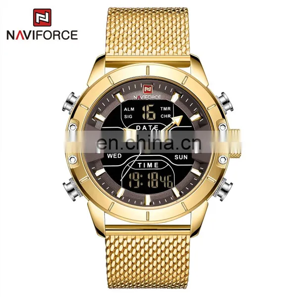 NAVIFORCE 9117 Luxury Quartz Movement Steel Watch Stainless Steel Week Display Luminous Wristwatches Wholesale Watches