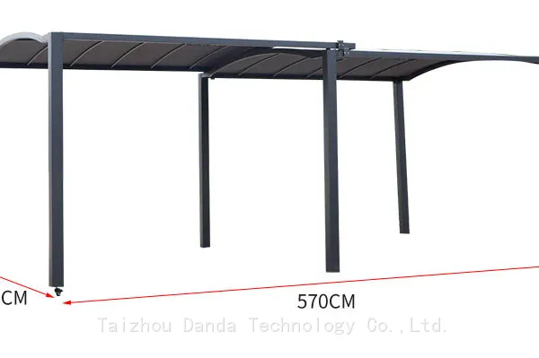 3*6m Steel Extensionable Carport Sunshade PC Board Canopy With Curtain and Net photo-2