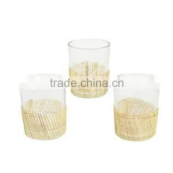 Votive Holder Cups Burlap /Burlap Mason Jar Vase / Glass Bowl For Bar photo-5