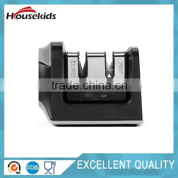 Kitchen Knife Sharpener 2 Stage Easy Grip Black Grey Finish Sharpening & Honing Straight Edge Stainless Steel Knives photo-2