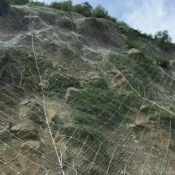 active slope protection net, anti-falling rock net for slopes and hillsides, galvanized steel wire rope net, rock retaining net, slope hanging net, safety net