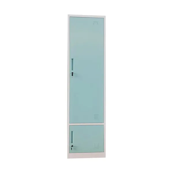 Single Doors Green and White Steel Clothes Locker Customized Metal Storage Cabinet With Mirror photo-2