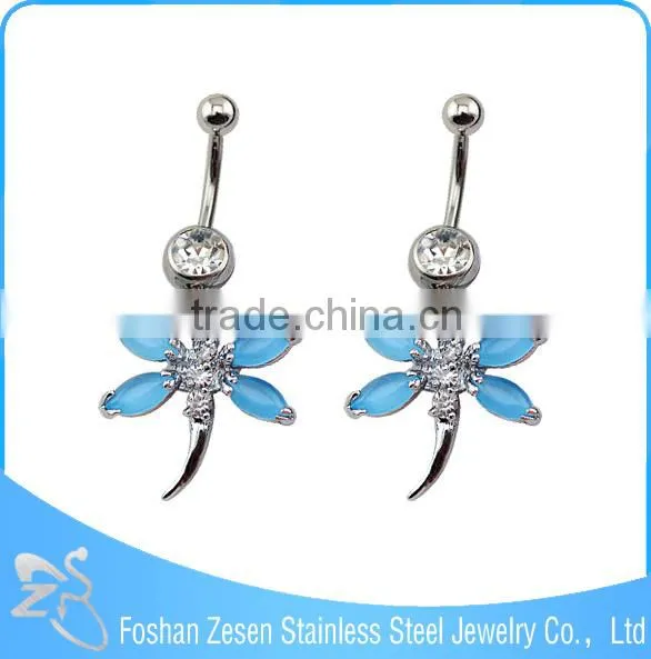 Newest Promotional Surgical Steel Hanging Jeweled Butterflies Belly Button Ring photo-3