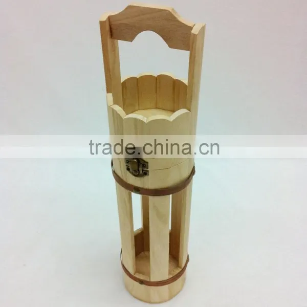 Wooden Wine Box Luxury Handmade Wholesale Handle Bucket Shaped Paulownia