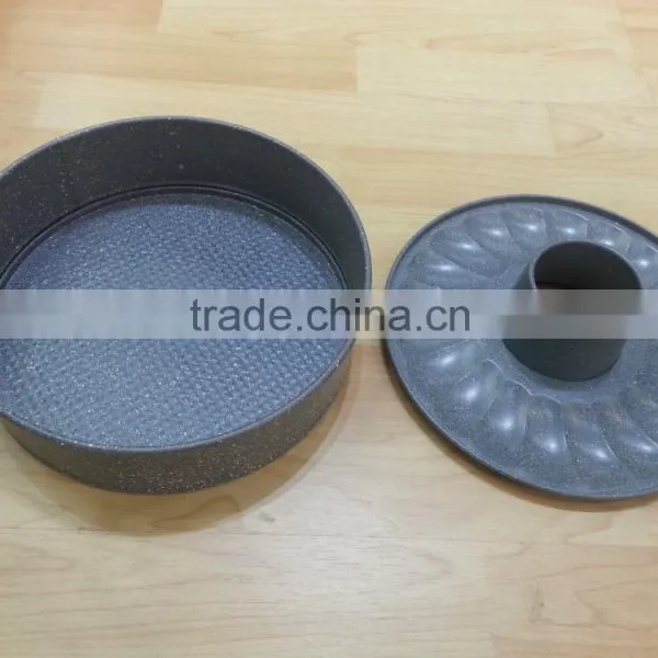Dia.28*H7cm Carbon Steel Non-stick Round Springform Cake Pans 2pcs Set With Marble Coating photo-2