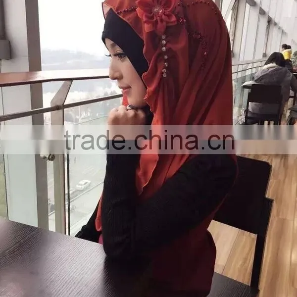 H257 Big Size Ninja Hats With Hoody and Handmade Flower and Beading photo-2