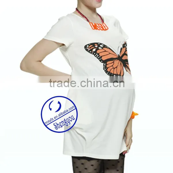 Custom Combed Cotton Jersey Printed Short Sleeve White Maternity t Shirt photo-4