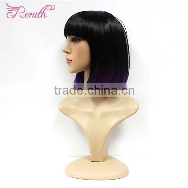 Wholesale Two Tone Colorful Human Short Bob Hair Lace Front Wig photo-3
