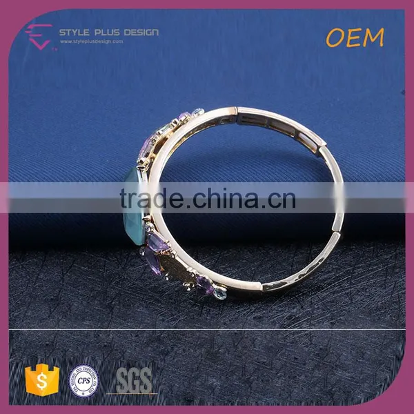 G69734I01 STYLE PLUS Gold Plate Hand Chain With Sapphire Design Bracelets for Girls Gold Plate Chunky Chain Bracelet photo-2