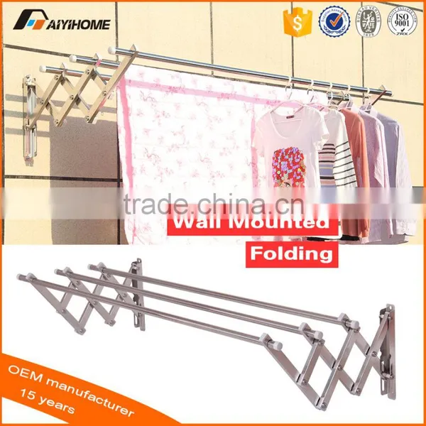 On Sale Metal Clothes Hanger Expandable Clothes Hanging Drying Rack Laundry Hanger Collapsible Wall Mount photo-2