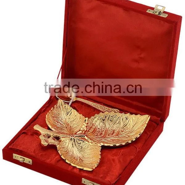 Leaf Shape Brass Bowl With Spoon Navratri Gift Lot Online