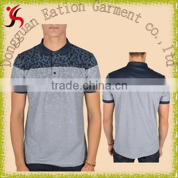 printing checkered shoulder trendy polo shirt with button collar