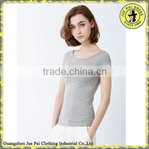 Sexy Slim Fit Women Blank Scoop t Tops For France photo-5