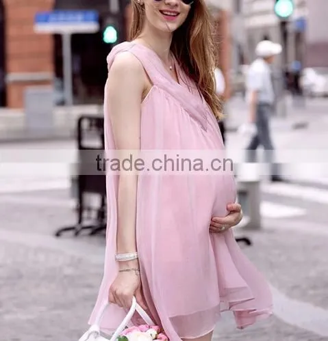 D73014h 2016 Summer Europe Fashion Maternity Dress Wholesale Maternity Clothes Chiffon Maternity Wear photo-2