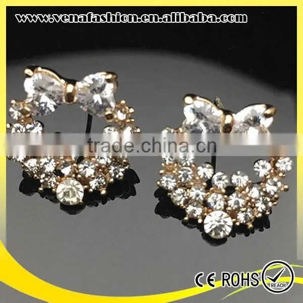 925 Silver Needle Cherry Flower Bow Shaped Small Size Earrings photo-3