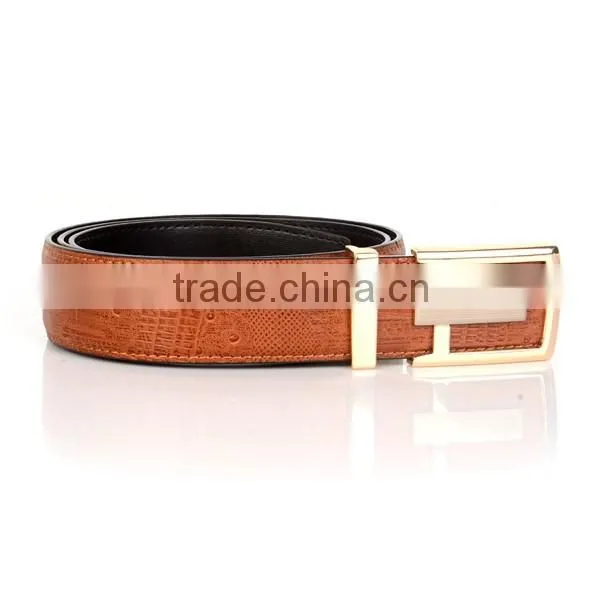 Gold Flat Belt Buckle Cheap Leather Belt For Men photo-2