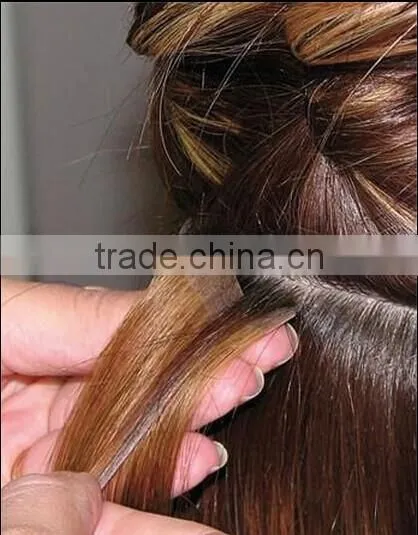 Double machine weft vigin hair unprocessed brazilian hair pu tape hair