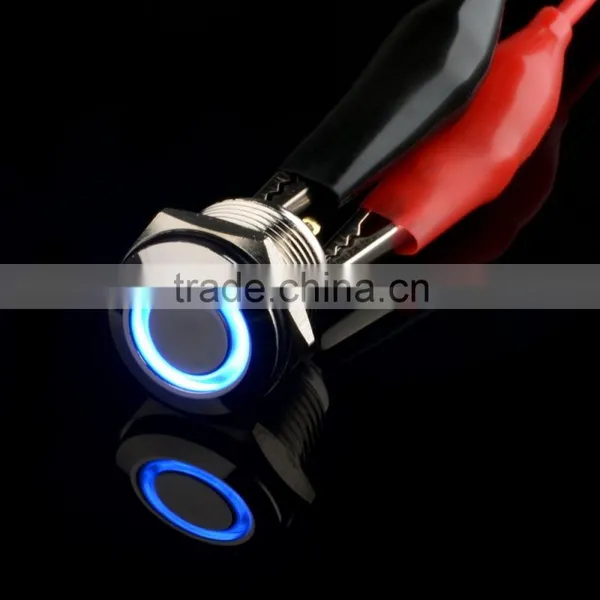 250V 16mm LED Lighted Ring Illuminated Momentary Push Button Switch Flat Head For Car Truck Boat Waterproof IP65 photo-3