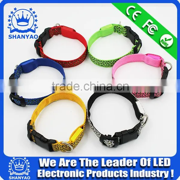 2015 Hot Selling Christmas LED Eembroidered Ppet Collar With Leopard photo-4