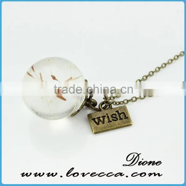 Handmade 20mm Round Clear Resin Ball Dried Pressed Real Flower Pendant With Wish Pendant Jewelry photo-2