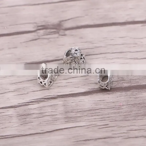 Hole Size About 5.0mm Antique Silver Plated MOM Heart Big Hole Beads Fit Bracelet DIY Necklace photo-2