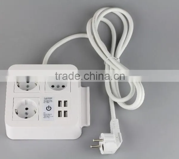 Safe to Use CE ROHS Approved 4 Usb Euro Charging Wall Sockets With Phone Holder photo-3