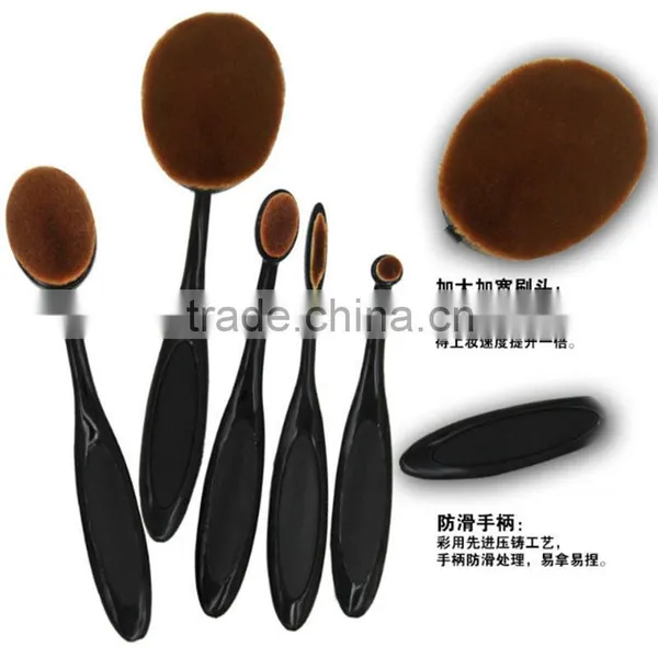 5pcs New Arrival Oval Brushes Black Color Oval Makeup Brush Set Toothbrush Set photo-2