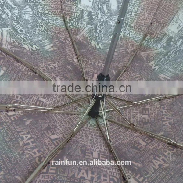 Full Printing Automatic Open 3 Foldable Umbrella photo-4