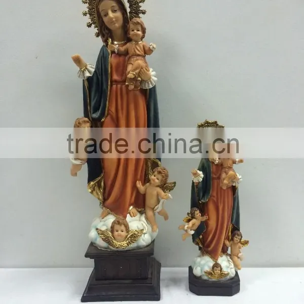 Factory 2016 Resin Religious Virgin Mary Statue and Babies Jesus Figurine photo-2
