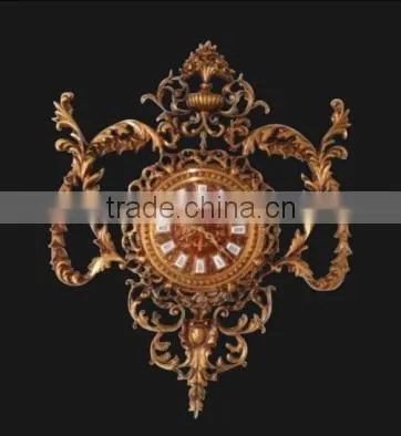 Antique Carved Ornate Gold Gilt Rococo Style Wall Pendulum Clock photo-3