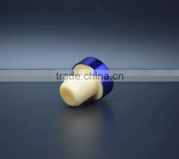 Blue Aluminum Cap With Synthestic Cork Wine Bottle Stopper photo-3