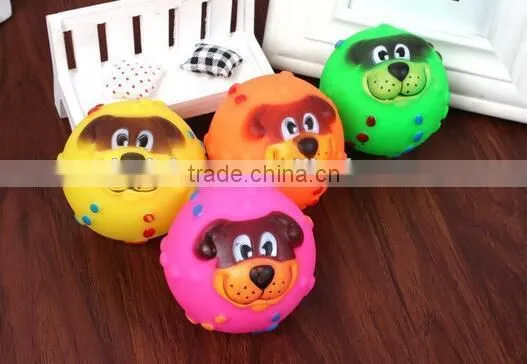 CY190 Various Colours Lovely Face Molar Dog Ball With Squeaker Sound Puppy Pet Dogs Chew Toy photo-2