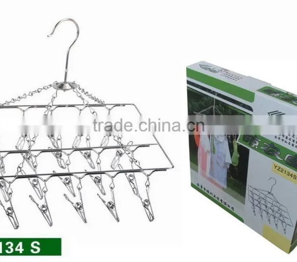 Stainless Steel Metal Clothes Hanger Socks Hanger Folding Drying Rack Hanger photo-3