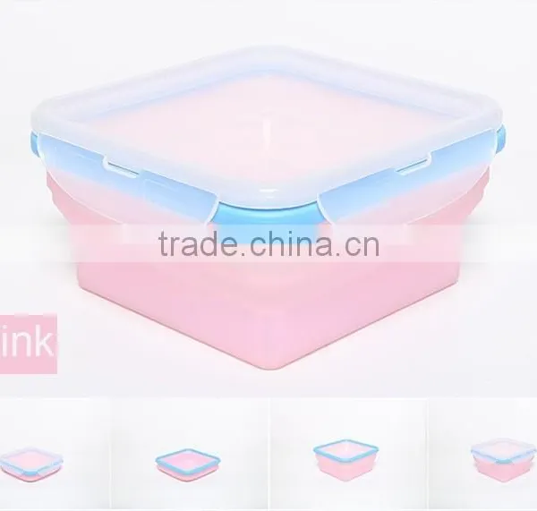Small Microwave Safe Collapsible Salad Containers Silcone Lunch Box photo-3
