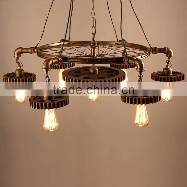 New Machine Age Steampunk Pipe Gear Led Pendant Lamp With Vintage Industry Style photo-2