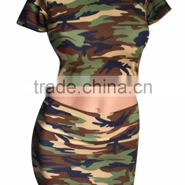 Hunting Camouflage Clothing Women's Set Short Top Skirt Lady Mini Shirt Pencil Skirts Girl Summer Clothing Party Club Sexy Set photo-2