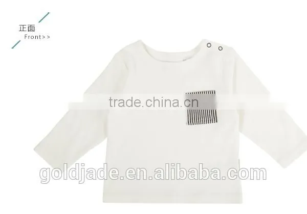 Wholesale Soft Cotton 0-2years Infant Toddler Shirts Long Sleeve White T-shirt photo-4