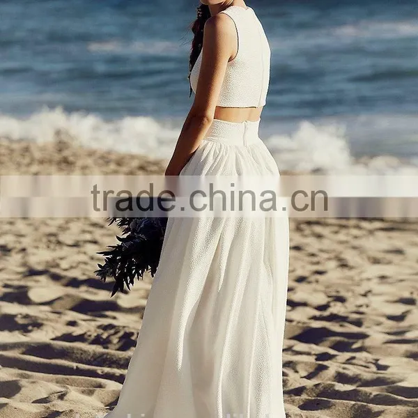 Floor Length Beach Wedding Dress Set New Model Women Skirt and Blouse photo-3