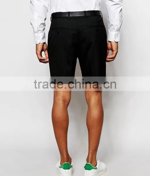 High Quality Latest Custom Slip Pockets Men's Black Slim Fit 100% Cotton Zip Fly Casual Shorts photo-2