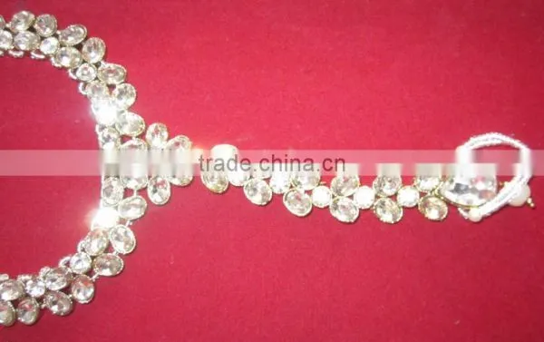 GOLD Tone Crystal Pearl PAYAL Anklets Toe Ring Barefoot Sandal photo-3