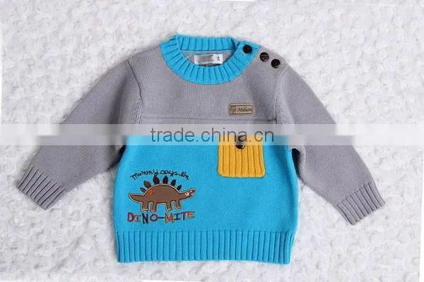 Dinosaur Design Baby Pullover Modern Patchwork Knitting Sweater photo-2