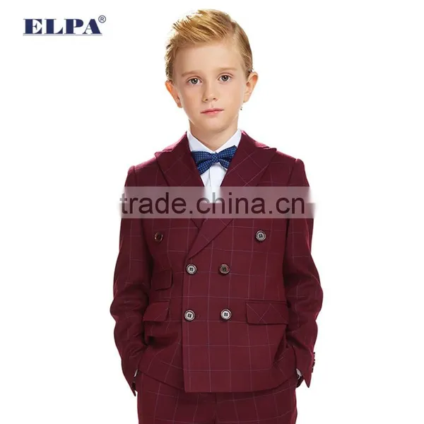 ELPA 2016 Fashion NXB0058 Hot Sale Three Pieces Red Plaid Kids Suits Clothes for Wedding photo-2