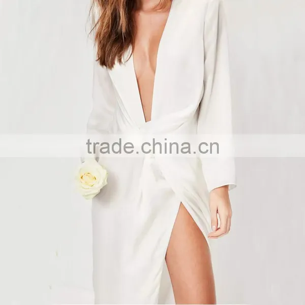 OEM WOMEN Deep V-neck and Split Hem Kimono Long Sleeve Prom Dress photo-5