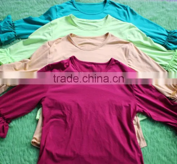 Plus Size Cotton Mom Shirts Solid Color Ruffle Top 3/4 Sleeves Lady Blouse Wholesale Mom Top Spring Summer Women Clothes photo-3