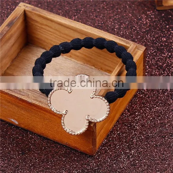 Zinc Based Alloy DIY Resin Mold For Jewelry Making Hair Ties Four Leaf Clover Gold Plated & Black photo-3