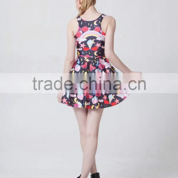 Womens One Piece Floral Pleated 3D Printed Dresses Wholesale photo-3