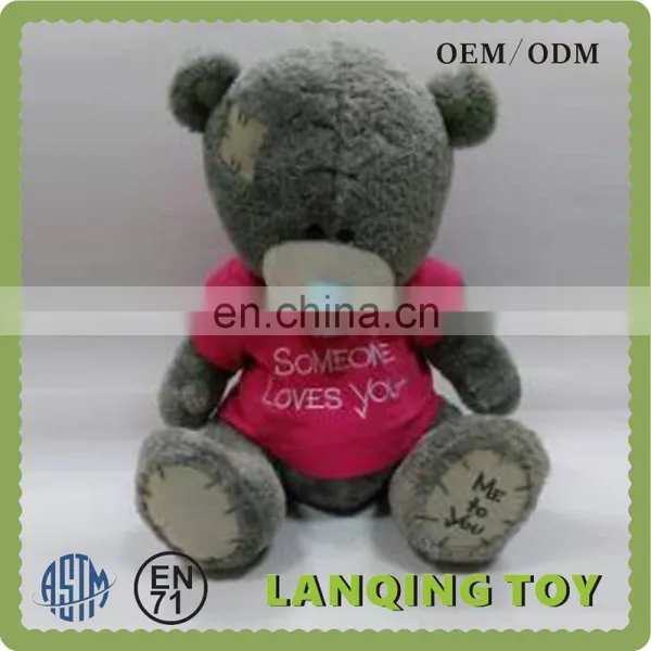 Hot Sale Sitting Teddy Bear Plush Toy With Pink Tshirt