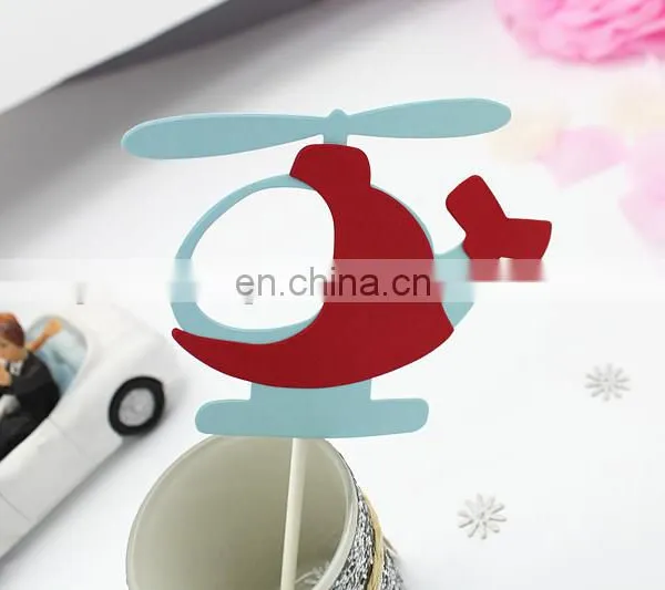 Hot Sale Airplane Cake Topper Helicopter Paper Cake Topper photo-5