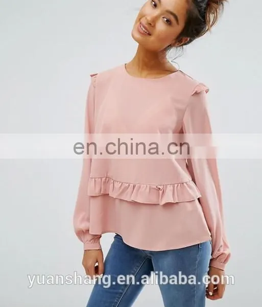 2017 Women Long Sleeve New Blouse Pattern Design photo-2