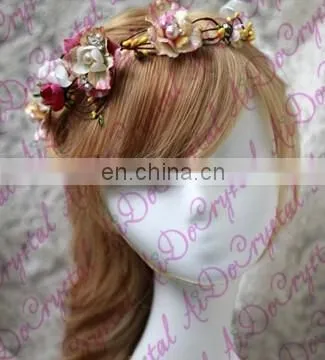 Aidocrystal Beautiful Wedding Artificial Flower Crown,Rhinestone Crystal Bridal Wedding Fascinators photo-5